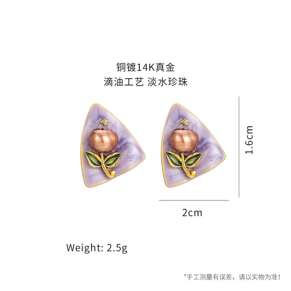 Wholesale Earrings Copper Geometric Retro Oil Painting Style Electroplating For Women