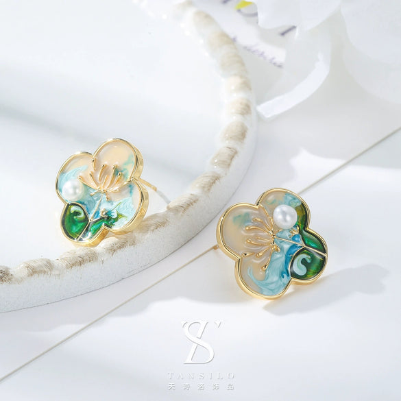 Wholesale Earrings Copper Geometric Retro Oil Painting Style Electroplating For Women