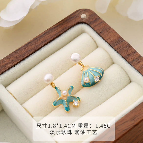 Wholesale Earrings Copper Geometric Retro Oil Painting Style Electroplating For Women