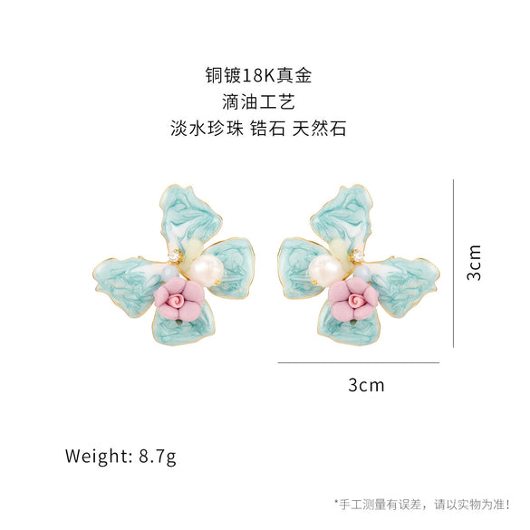 Wholesale Earrings Copper Geometric Retro Oil Painting Style Electroplating For Women