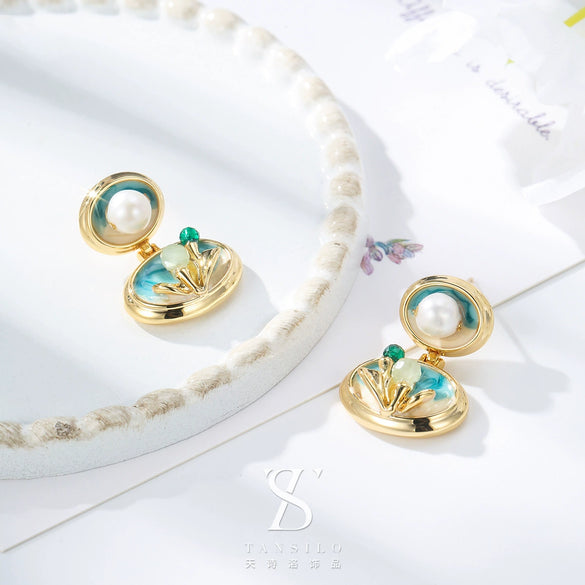 Wholesale Earrings Copper Geometric Retro Oil Painting Style Electroplating For Women