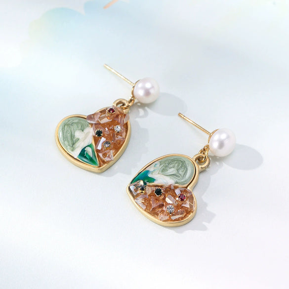 Wholesale Earrings Copper Geometric Retro Oil Painting Style Electroplating For Women