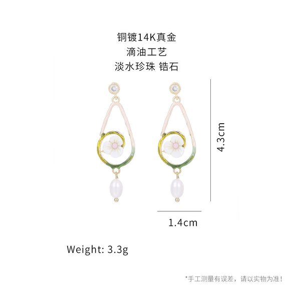 Wholesale Earrings Copper Geometric Retro Oil Painting Style Electroplating For Women