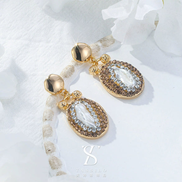 Wholesale Earrings Copper Geometric Retro Oil Painting Style Electroplating For Women