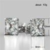 Wholesale Earrings Copper Geometric Square Diamond Zircon Fourclaw Plated White Golden Simple Ear Jewelry