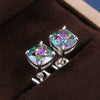 Wholesale Earrings Copper Geometric Square Zircon Women's Jewelry Set With Precious Stones
