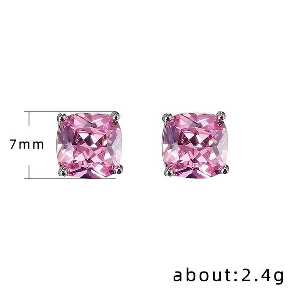 Wholesale Earrings Copper Geometric Square Zircon Women's Jewelry Set With Precious Stones