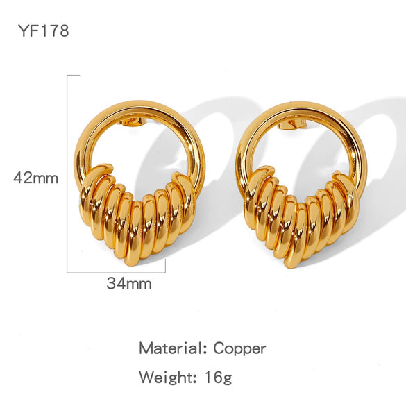 Wholesale Earrings Copper Geometric Style Electroplated For Women