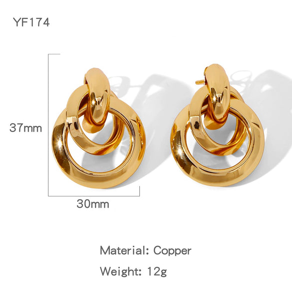 Wholesale Earrings Copper Geometric Style Electroplated For Women