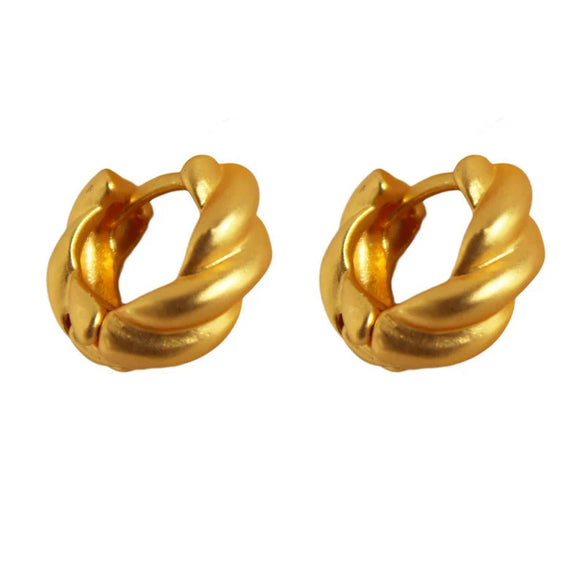 Wholesale Earrings Copper Geometric Twisted Retro Matte Gold
