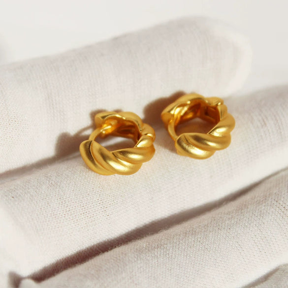 Wholesale Earrings Copper Geometric Twisted Retro Matte Gold