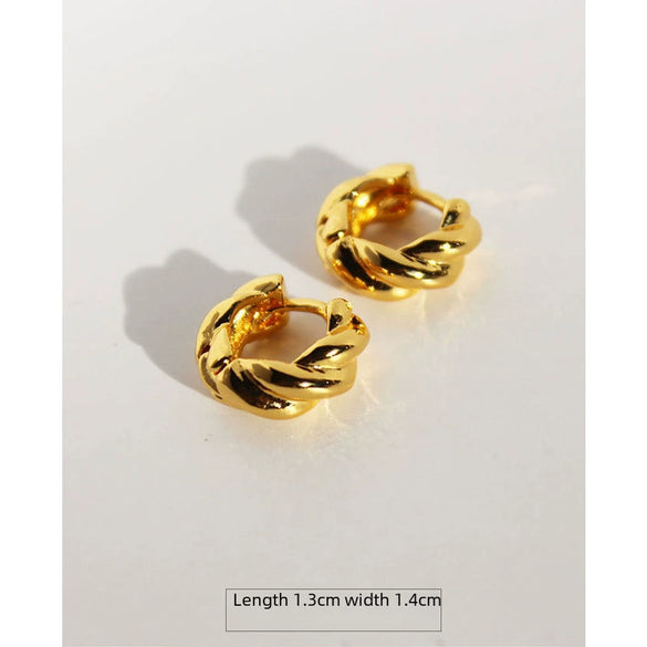 Wholesale Earrings Copper Geometric Twisted Retro Matte Gold