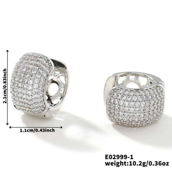 Wholesale Earrings Copper Geometric Zircon Inlaid Retro Light Luxury Minimalist Style