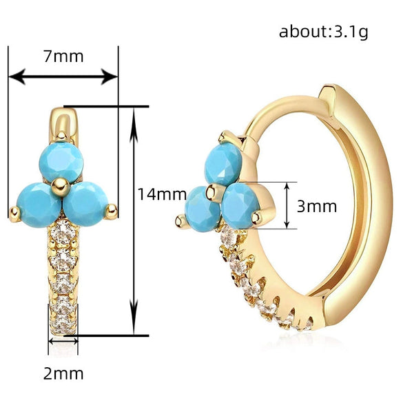 Wholesale Earrings Copper Geometric Zirconia Inlay Women's Light Luxury Business Style
