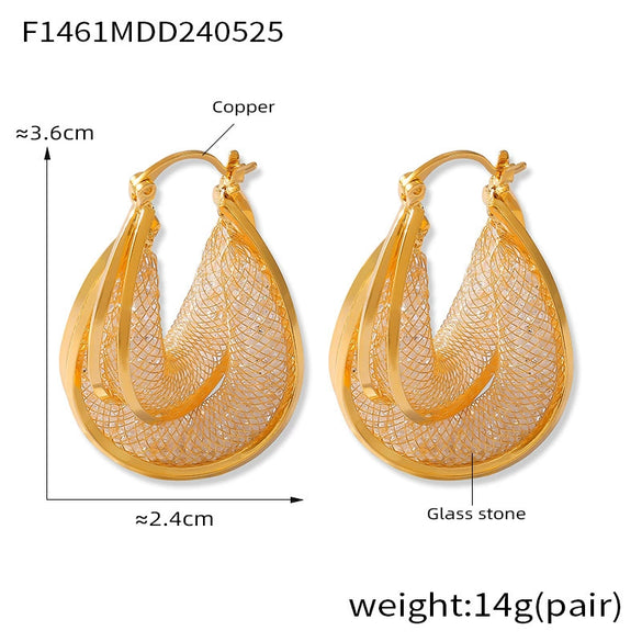 Wholesale Earrings Copper Glass Ushape Geometric Electroplating Design