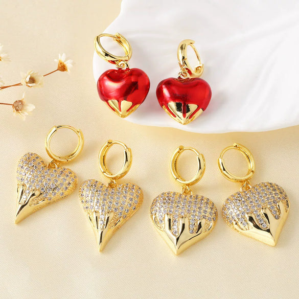 Wholesale Earrings Copper Gold Plated Heartshaped Simple Style