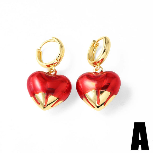 Wholesale Earrings Copper Gold Plated Heartshaped Simple Style