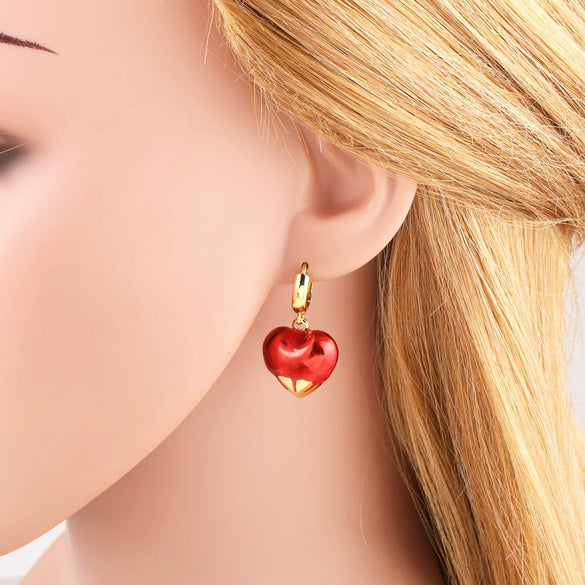 Wholesale Earrings Copper Gold Plated Heartshaped Simple Style