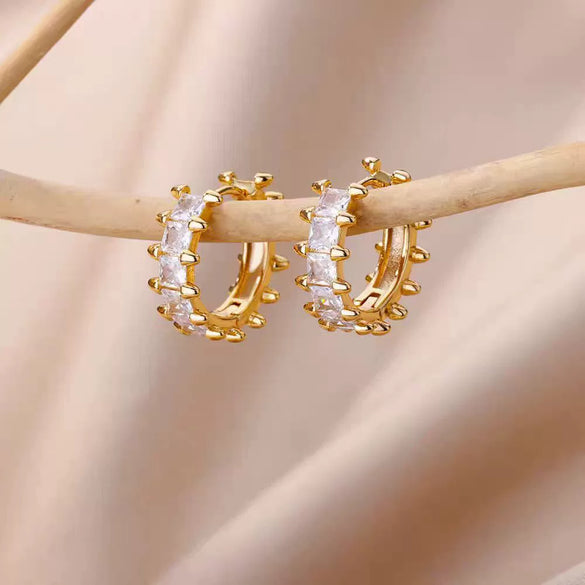 Wholesale Earrings Copper Gold Plated Inlaid With Artificial And Semiprecious Stones Electroplating Versatile Style