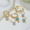 Wholesale Earrings Copper Gold White K Inlaid Zircon Lovely Geometric Plant Flowers Style For Women