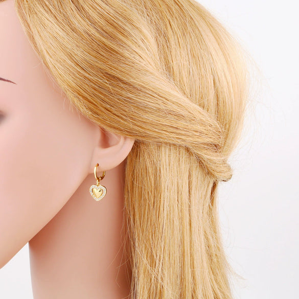 Wholesale Earrings Copper Heart Shape Electroplated Design For Women