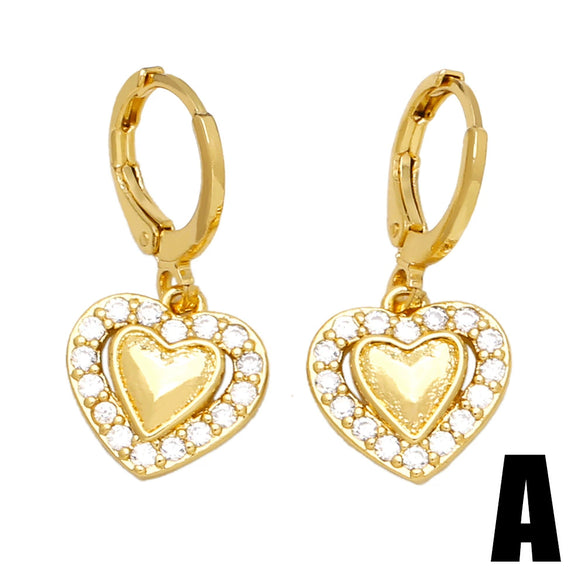 Wholesale Earrings Copper Heart Shape Electroplated Design For Women