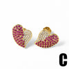 Wholesale Earrings Copper Heart Shape Electroplated Inlaid Zircon For Women