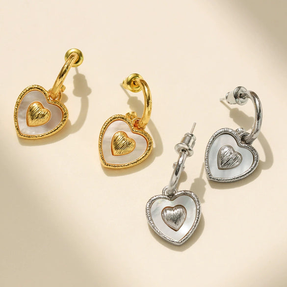 Wholesale Earrings Copper Heart Shape Retro Light Luxury Electroplating For Women