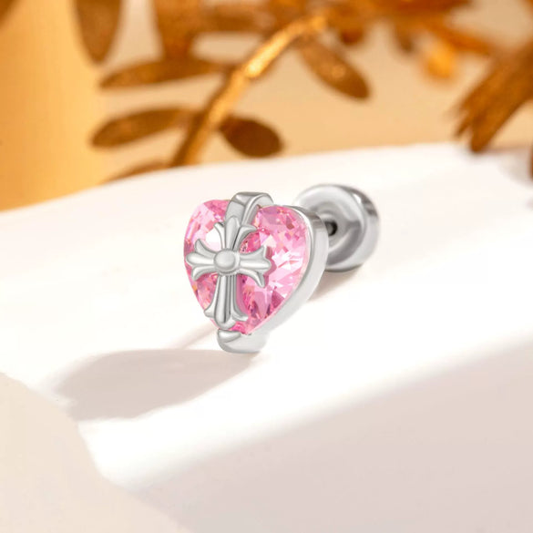 Wholesale Earrings Copper Heart Titanium Steel Styling With Diamond Design For Couple