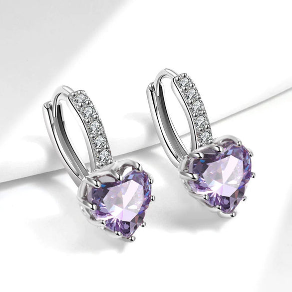 Wholesale Earrings Copper Heartshaped Geometric Inlaid Zircon Electroplated Jewelry For Girls