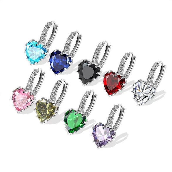 Wholesale Earrings Copper Heartshaped Geometric Inlaid Zircon Electroplated Jewelry For Girls