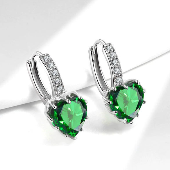 Wholesale Earrings Copper Heartshaped Geometric Inlaid Zircon Electroplated Jewelry For Girls