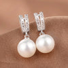 Wholesale Earrings Copper Imitation Pearl Geometric Inlaid Zircon Baroque Style