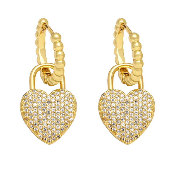 Wholesale Earrings Copper Inlaid With Zircon Heartshaped For Women