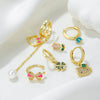 Wholesale Earrings Copper Inlaid Zircon Bow Star Geometric Animal Zodiac Style