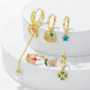 Wholesale Earrings Copper Inlaid Zircon Bow Star Geometric Animal Zodiac Style