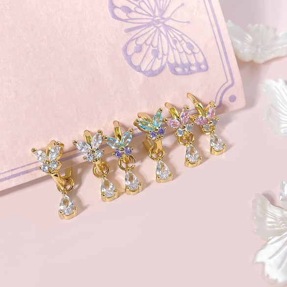 Wholesale Earrings Copper Inlaid Zircon Butterfly Tassel Light Luxury Sweet Design