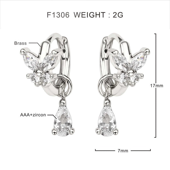 Wholesale Earrings Copper Inlaid Zircon Butterfly Tassel Light Luxury Sweet Design