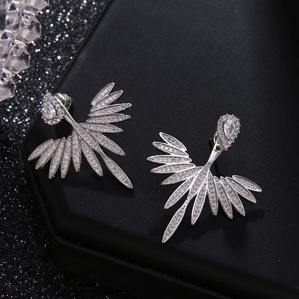 Wholesale Earrings Copper Inlaid Zircon Geometric Angel Wing Style For Women