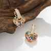 Wholesale Earrings Copper Inlaid Zircon Geometric Peach Heart Retro Fashion