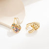 Wholesale Earrings Copper Inlaid Zircon Geometric Peach Heart Retro Fashion
