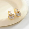Wholesale Earrings Copper Inlaid Zircon Geometric Peach Heart Retro Fashion