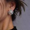 Wholesale Earrings Copper Inlaid Zirconia Geometric Lines Flower Design For Women