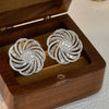 Wholesale Earrings Copper Inlaid Zirconia Geometric Lines Flower Design For Women
