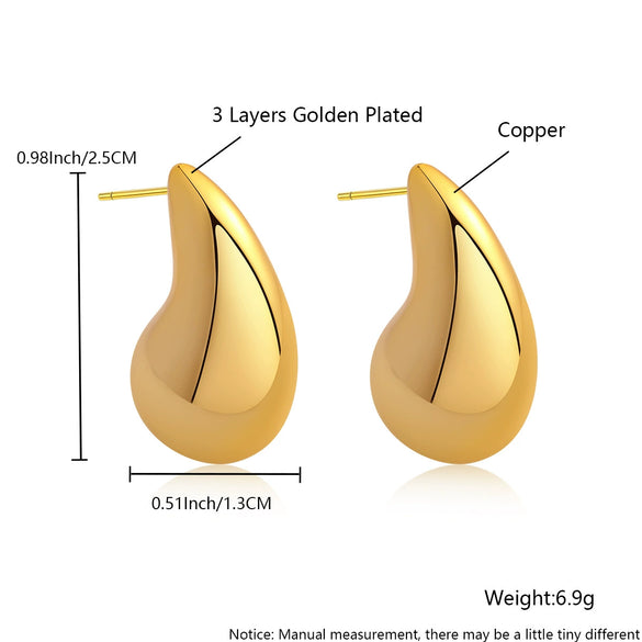 Wholesale Earrings Copper 18K Gold Water Drop Hollow Geometric Electroplated For Women