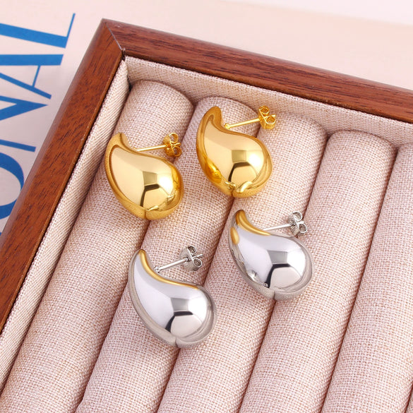 Wholesale Earrings Copper 18K Gold Water Drop Hollow Geometric Electroplated For Women