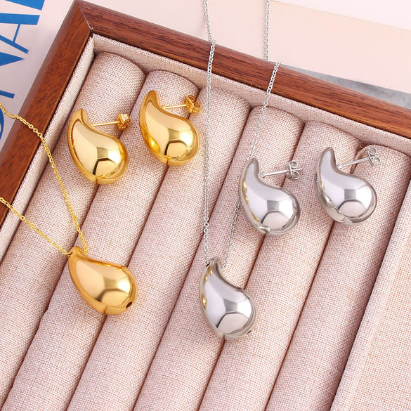 Wholesale Earrings Copper 18K Gold Water Drop Hollow Geometric Electroplated For Women