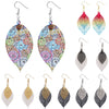 Wholesale Earrings Copper Leaf Double Layer Hollow Vintage Electroplated