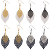 Wholesale Earrings Copper Leaf Double Layer Hollow Vintage Electroplated