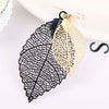 Wholesale Earrings Copper Leaf Double Layer Hollow Vintage Electroplated